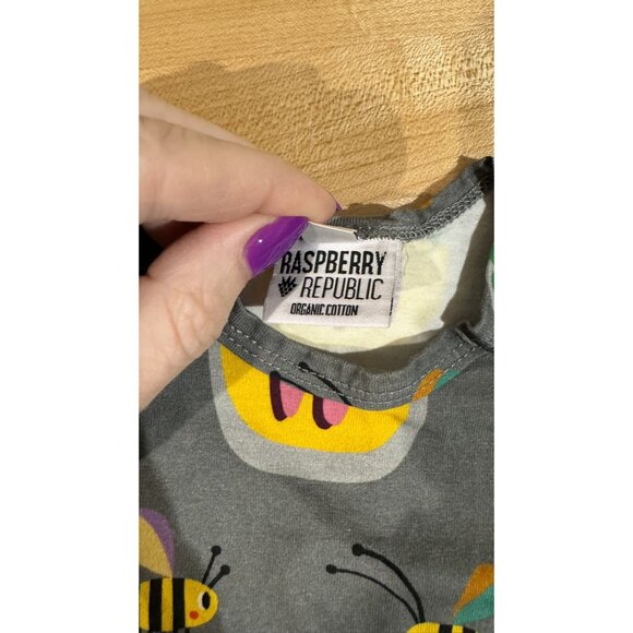 Raspberry Republic Hi Honey Organic Short Sleeve Baby Body Suit Size 6-9 Months - Picture 3 of 4